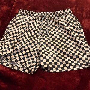 INC International Concepts Black & White Checkerboard Athletic Shorts